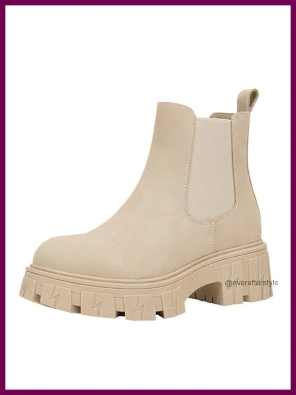 Chelsea Combat Boots Platform Ankle Boots Chunky Heel Lug Sole Slip On Elastic